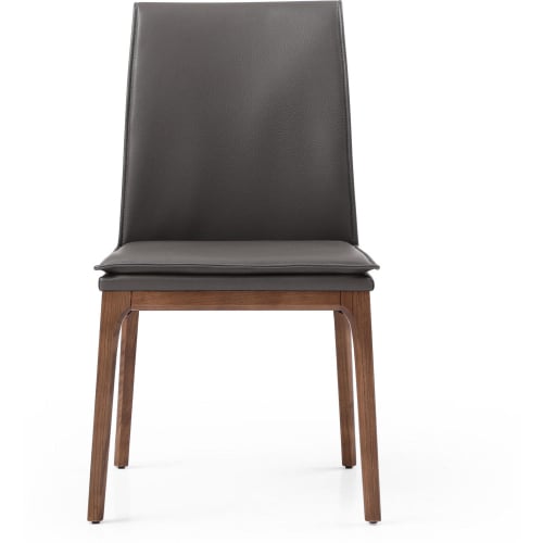 Portland Dining Chair in Dark Grey Eco Leather & Walnut Finish